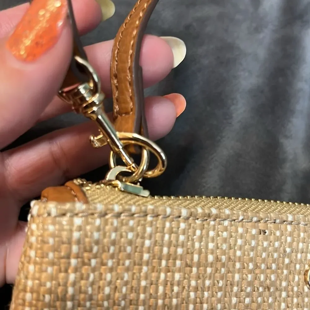 Anne Klein Braided Jute Wristlet Wallet Make-up Pouch Bag